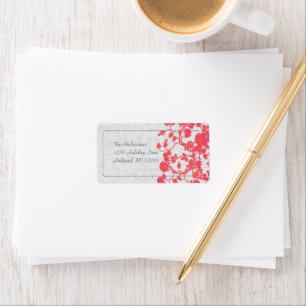 Returetiketterna Coral Fuchsia Ro Damask Adressetikett