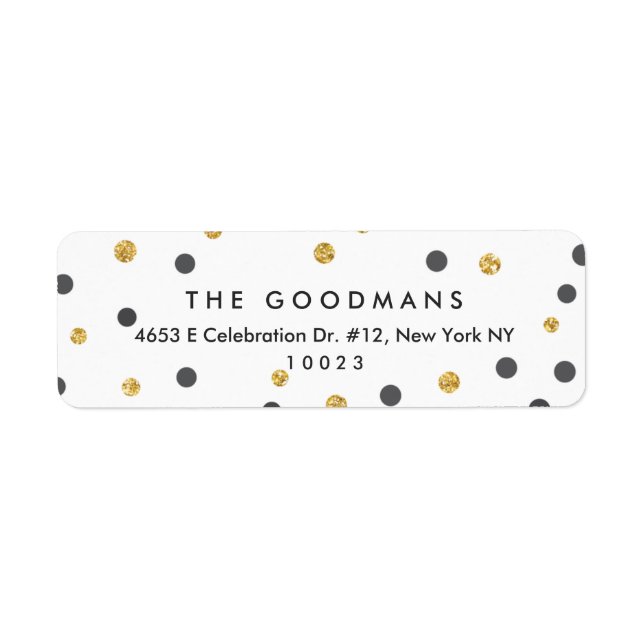 Returetiketterna Cute Ro Guld Polka dots Returadress Etikett (Framsidan)