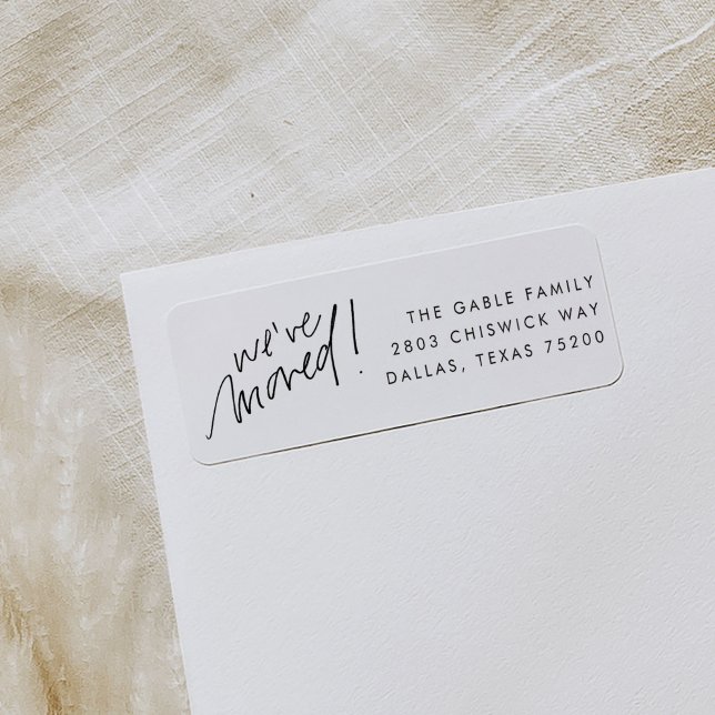 Returetiketterna hand plockade Vi har flyttat Returadress Etikett (We've moved simple moving announcement return address label.)