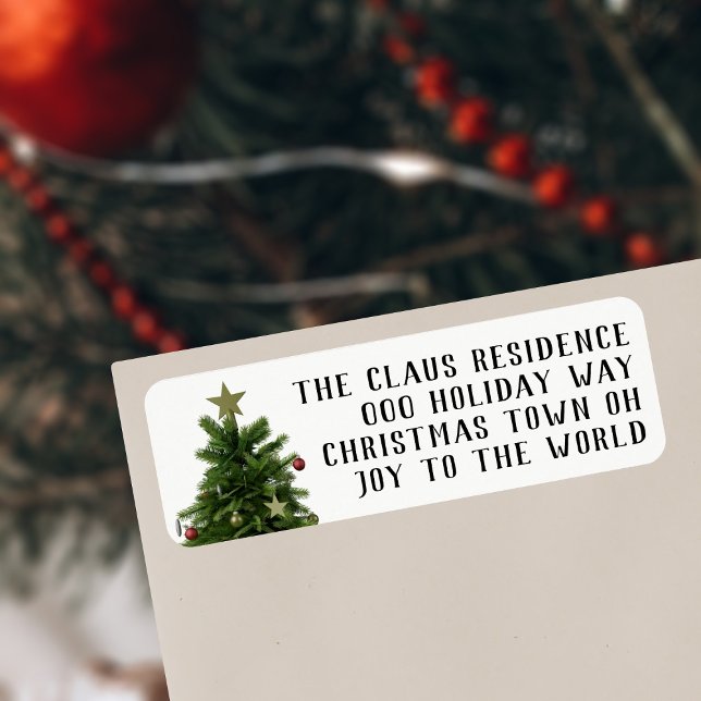 Returetiketterna julgran Helgdag Returadress Etikett (Add your address to these festive Christmas tree labels)