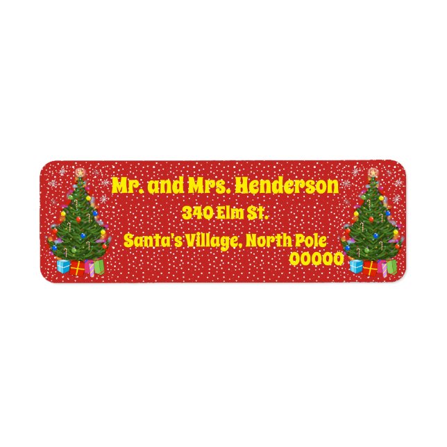 Returetiketterna julgran jul returadress etikett (Framsidan)