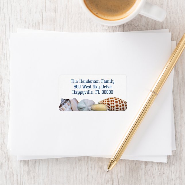 Returetiketterna Junonia Seashell Gräns Wide Adressetikett (Insitu)