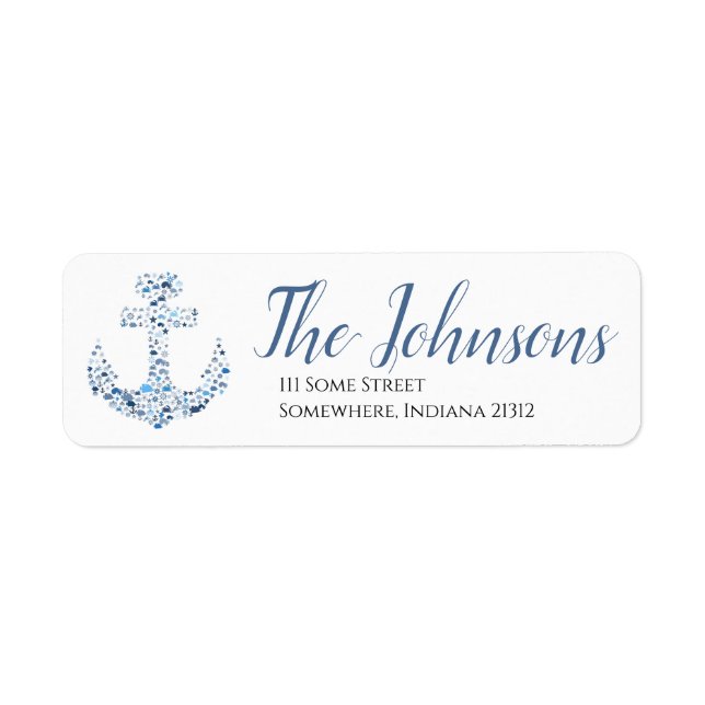 Returetiketterna Nautisk ankor och fisk Returadress Etikett (Framsidan)