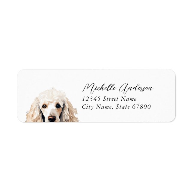 Returetiketterna pudel Hund Returadress Etikett (Framsidan)