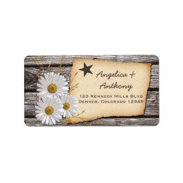 Returetiketterna Rustic Land Daisy Bröllop Adressetikett