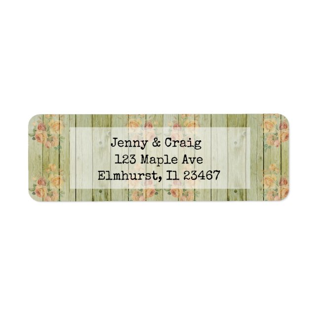 Returetiketterna Rustic Wood Coral Ro Returadress Etikett (Framsidan)