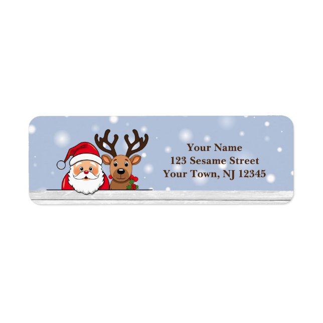 Returetiketterna Santa och Reindeer Returadress Etikett (Framsidan)