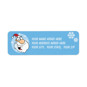 Returetiketterna Santa och Snöflingor Blue Returadress Etikett