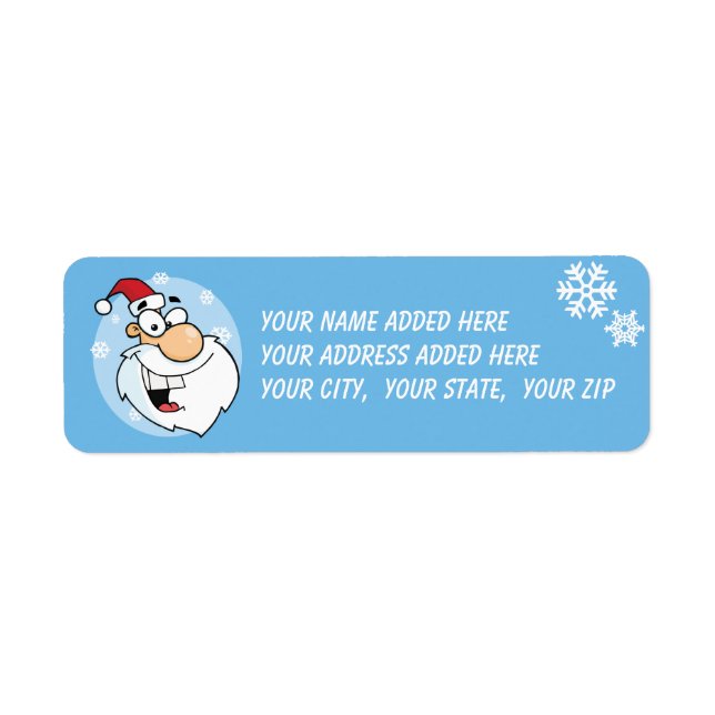 Returetiketterna Santa och Snöflingor Blue Returadress Etikett (Framsidan)
