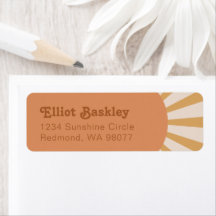 Returetiketterna sol | Rosa Sol adressetikett