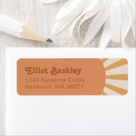 Returetiketterna sol | Rosa Sol adressetikett Returadress Etikett