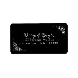 Returetiketterna Svarta och vita Bröllop Adressetikett
