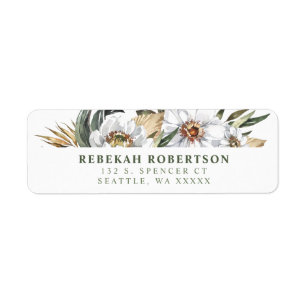 Returetiketterna White Botanical Dahlia Returadress Etikett