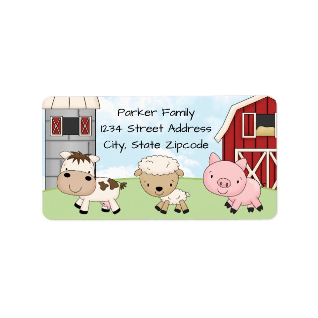 Returetiketters ĂBarnyard Farm Adressetikett (Framsidan)