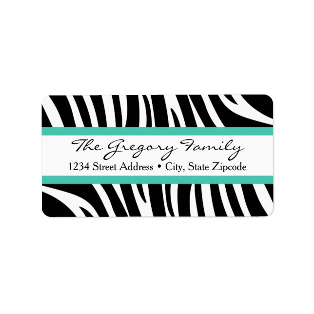 Returetiketters ĂZebra tryck Mint Grönt Adressetikett (Framsidan)