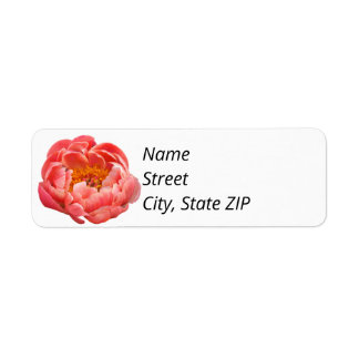 Returetiketters Coral Peony Returadress Etikett