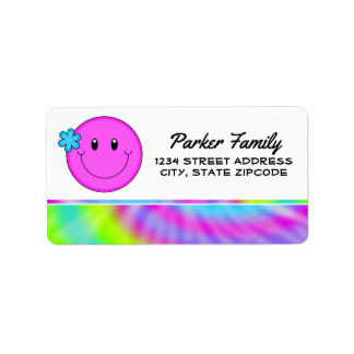 Returetiketters∙ Smiley face Tie Dye Adressetikett