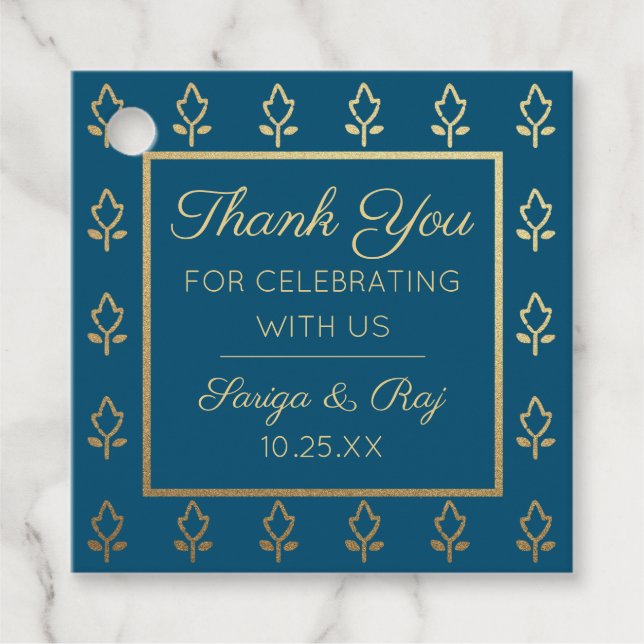 Returgåva från guld Glitter, nedre Bröllop Gåvor Etiketter (Framsida)