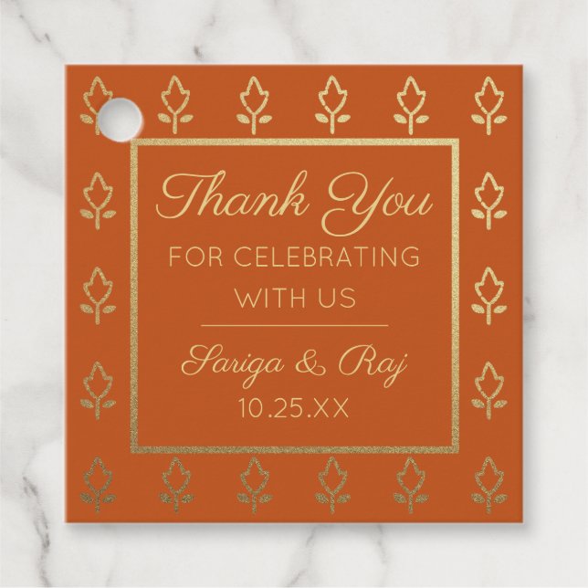 Returgåva från guld Glitter, nedre Bröllop Gåvor Etiketter (Framsida)