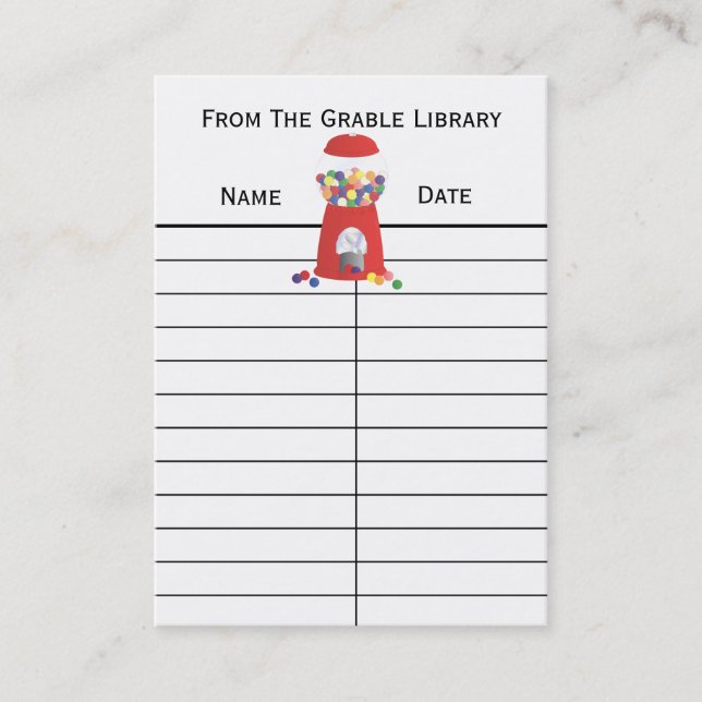 Returkort för Bublegum Maskin Bok Visitkort (Framsida)