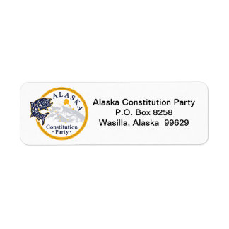 Return Address Label, Alaska Constitution Party Returadress Etikett