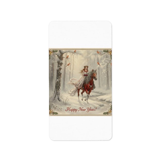 Return Address Label "Happy New Year!" Adressetikett (Framsidan)
