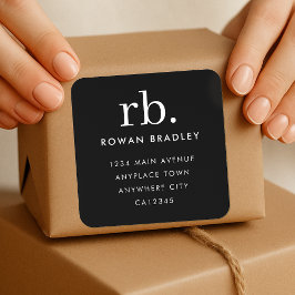 Return Address Label Roll | Black Mailing Sticker Fyrkantigt Klistermärke