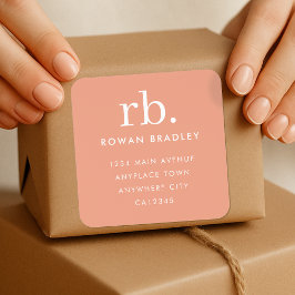 Return Address Label Roll | Coral Mailing Sticker Fyrkantigt Klistermärke