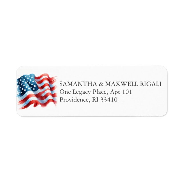 Return Address Labels American Flag Returadress Etikett (Framsidan)