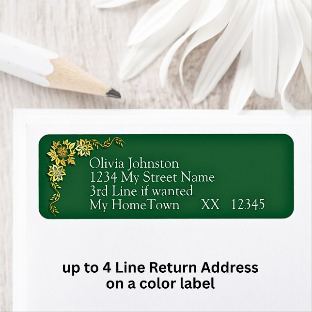 Return Address Labels, Emerald Green & Gold Returadress Etikett (Skapare uppladdad)