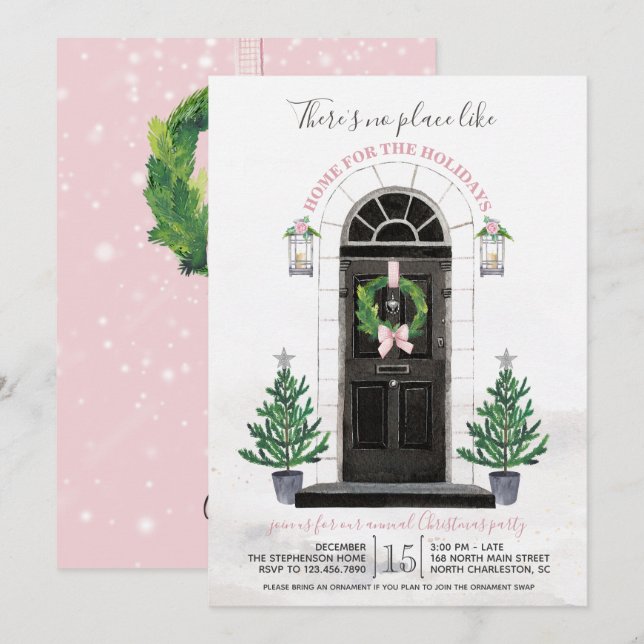 Returnera för inbjudan för helgdagarjulpartyet (Fram/baksida)