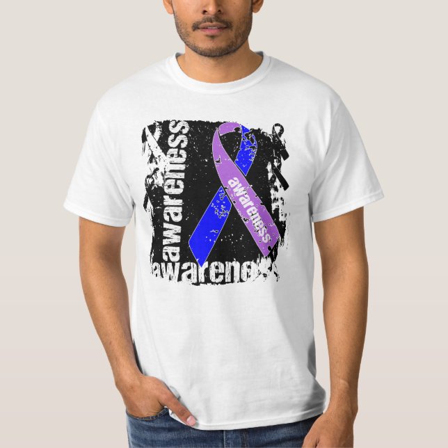 Reumatoid artrit Awareness Grunge Ribbon T Shirt (Framsida)