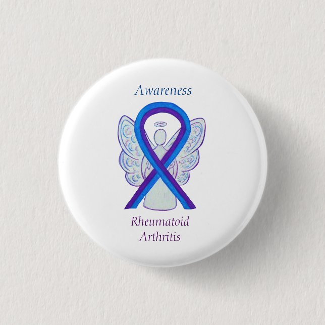 Reumatoid artrit Awareness Ribbon Angel Pin Knapp (Framsida)