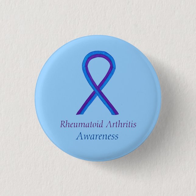 Reumatoid artrit Awareness Ribbon Anpassningsbar P Knapp (Framsida)