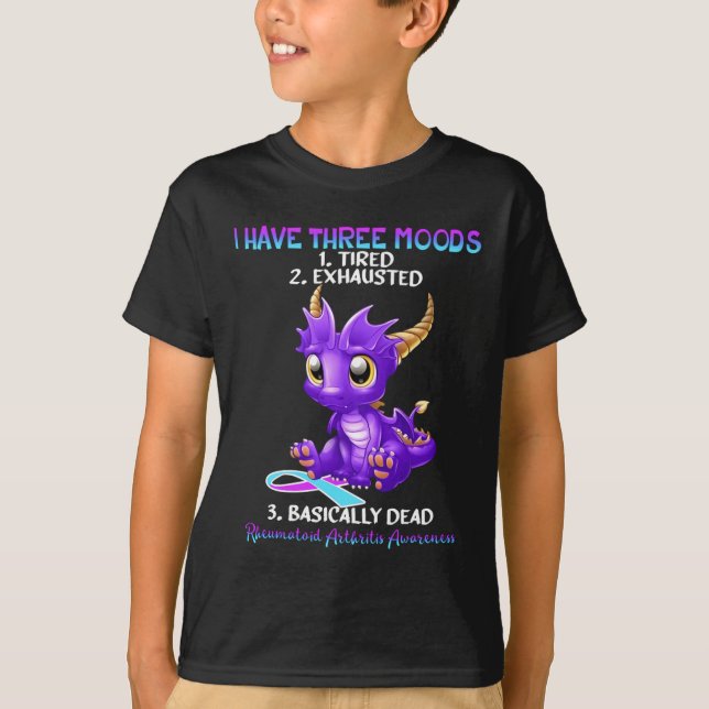 Reumatoid artrit Medvetenhet Dragon Jag har tre T Shirt (Framsida)