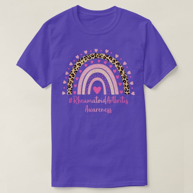 Reumatoid artrit Medvetenhet Rosa Hjärtat Leopard T Shirt (Design framsida)
