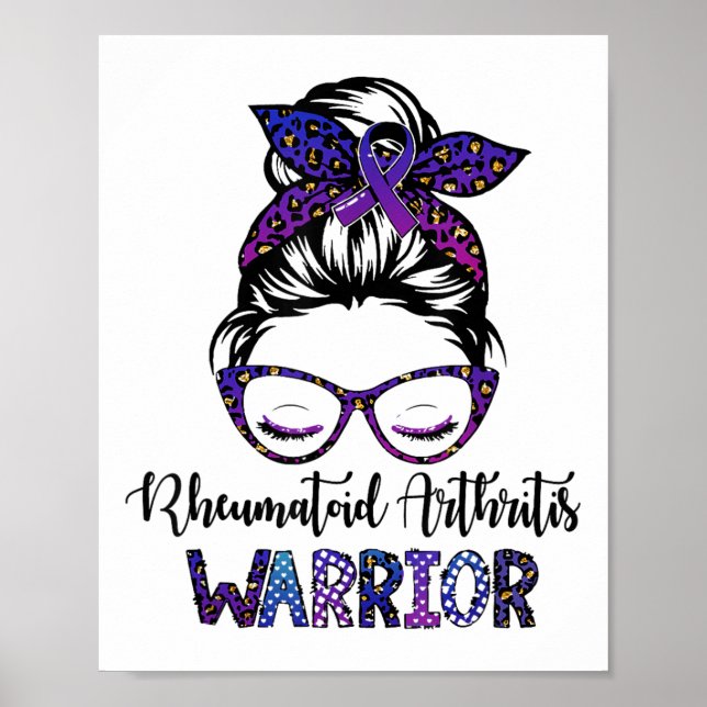 Reumatoid artrit Warrior Messy Bun Ribbon Poster (Framsidan)