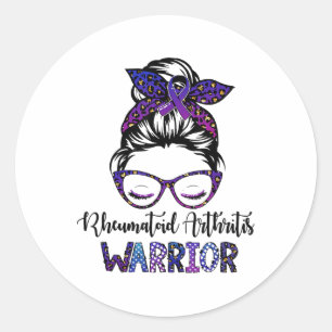 Reumatoid artrit Warrior Messy Bun Ribbon Runt Klistermärke