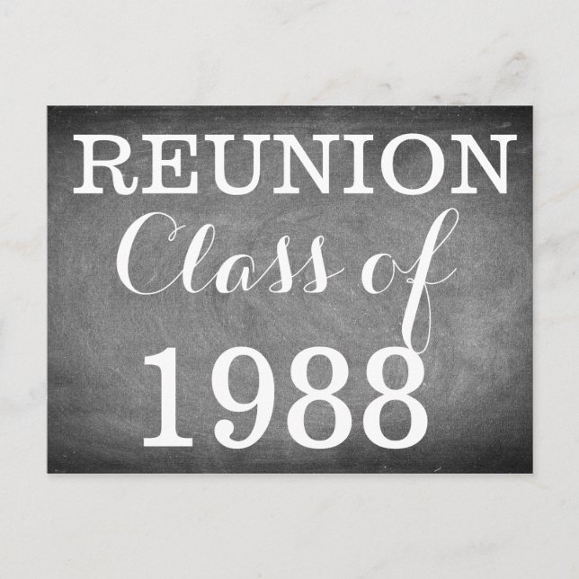 Reunion Handwrite Typography Black White Vykort (Framsida)
