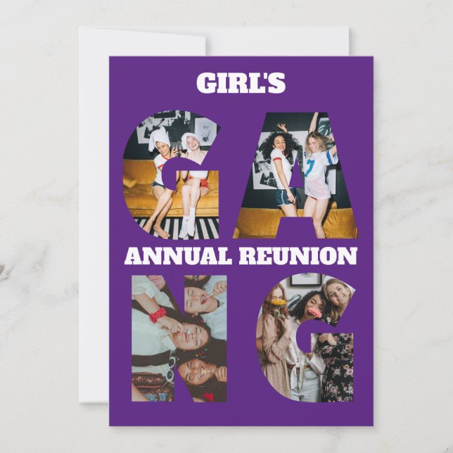 Reunion Party Girl Girl's Gang 4 Image Photo Inves Inbjudningar (Framsida)