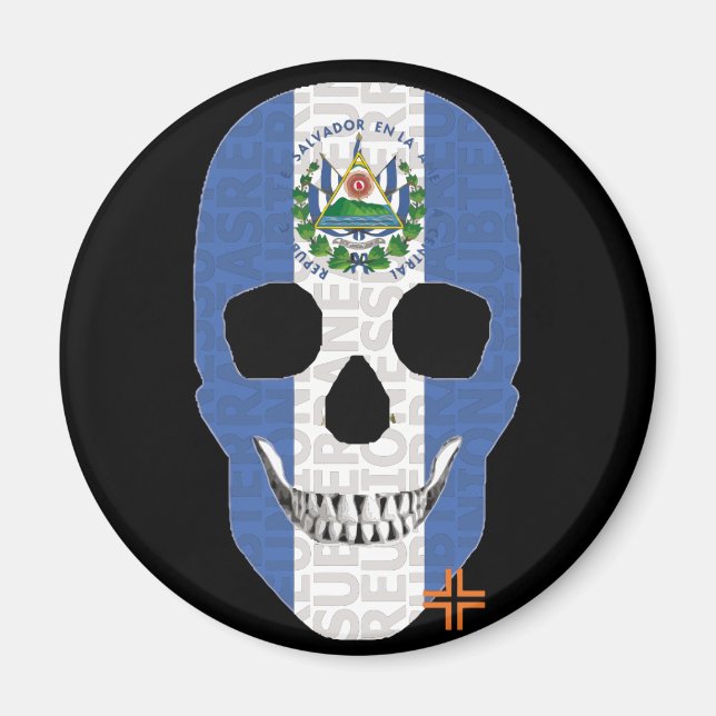 REUNIONES El Salvador, cirkulär svart B2 Magnet (Framsidan)