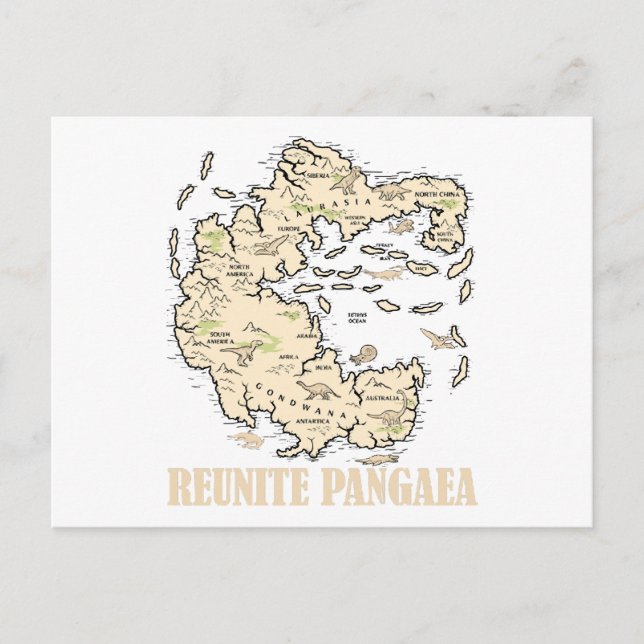 Reunite Pangaea World map History Funny Geology Gi Vykort (Framsida)