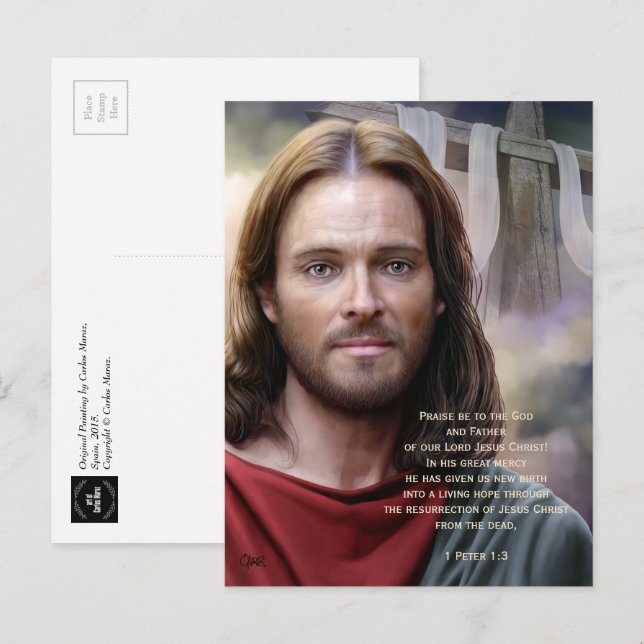 Reurktion av Jesus Painting Påsk Postcards Helg Vykort (Fram/baksida)