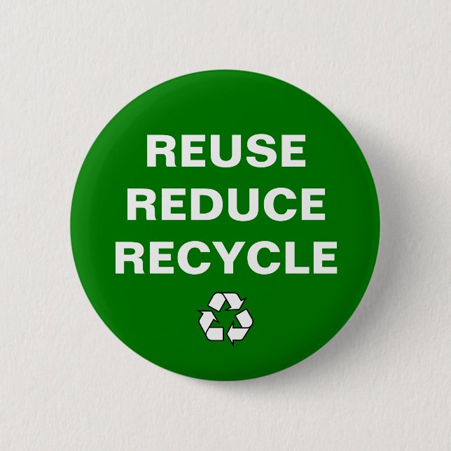 Reuse Reducera Återvinna - Earth Day Badge Knapp (Framsida)