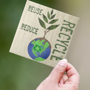 Reuse Reduction Återvinna Träd Earth Globe Kakelplatta