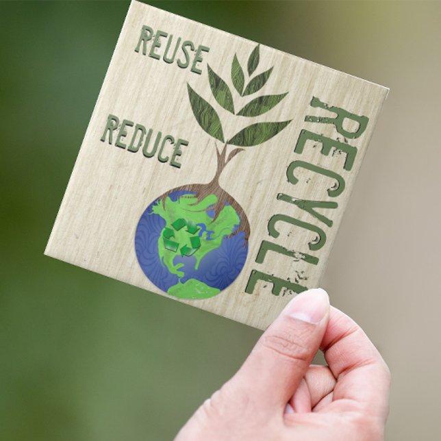 Reuse Reduction Återvinna Träd Earth Globe Kakelplatta (Skapare uppladdad)
