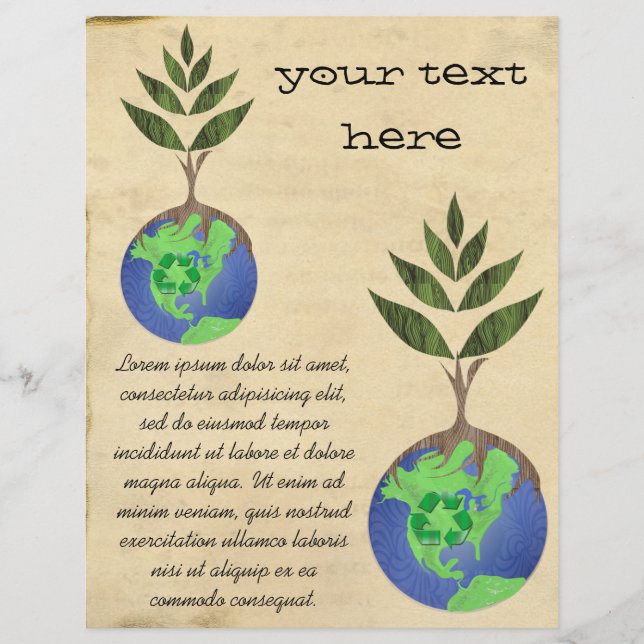 Reuse Reduction Återvinna Träd Earth Globe Reklamblad (Framsidan)