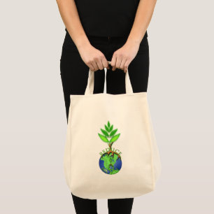 Reuse Reduction Återvinna Träd Earth Globe Tygkasse