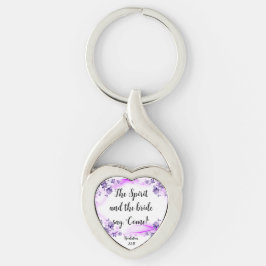 Rev. 22:17 Nyckelkedja med dubbeltrådat hjärta Met