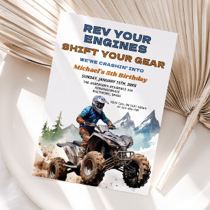 Rev Your Engineering ATV Födelsedagsfest off Road Inbjudningar